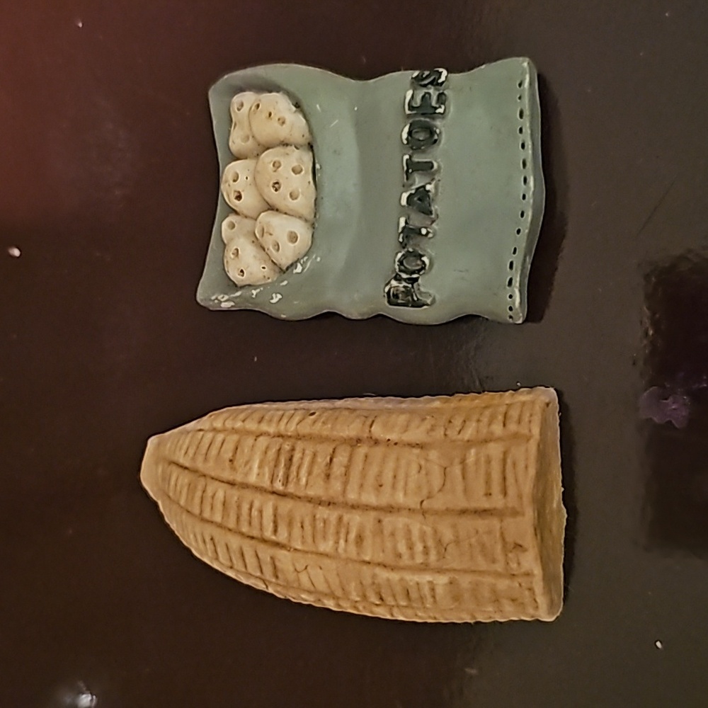 Vintage Food Fridge Magnets - Set of 2 - Corn and Potatoes